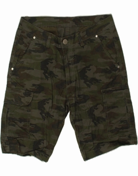 VINTAGE Mens Cargo Shorts IT 48 Medium W30 Khaki Camouflage Cotton Flexible Comfort Wear