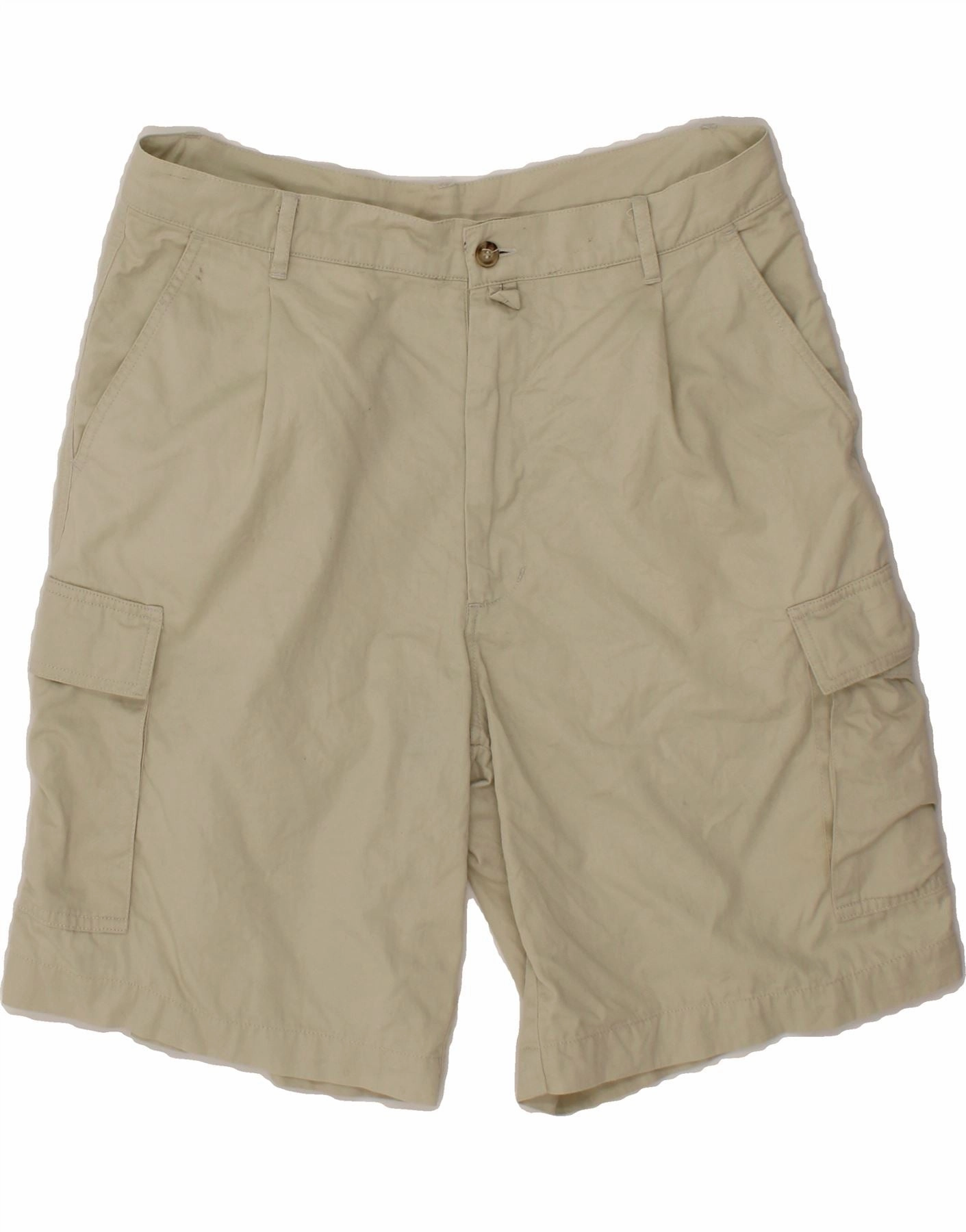 VINTAGE Mens Cargo Shorts IT 52 XL W36  Beige Cotton Easy Fit