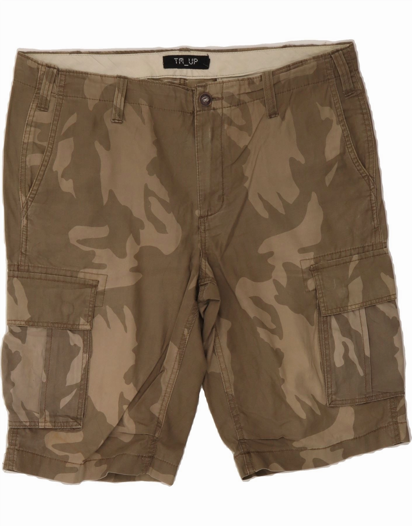 VINTAGE Mens Cargo Shorts IT 52 XL W40 Brown Camouflage Cotton Stretch waistband