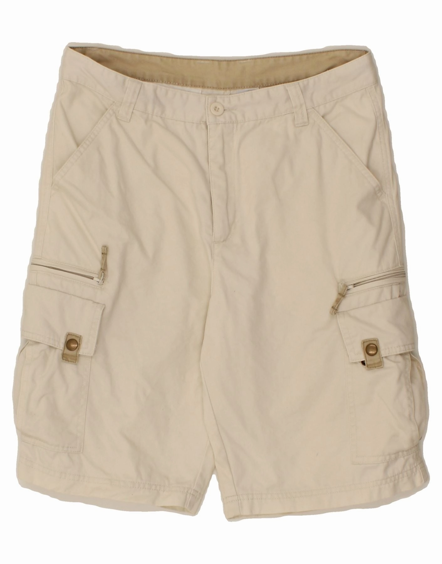 VINTAGE Mens Cargo Shorts W32 Medium Beige Cotton Abrasion Resistant Edges Daily Casual