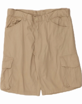 VINTAGE Mens Cargo Shorts W34 Large  Beige Cotton beach volleyball gear Layered Look