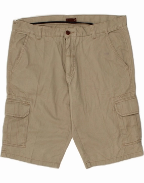 VINTAGE Mens Cargo Shorts W40 XL Beige Cotton rooftop party look Go Soft