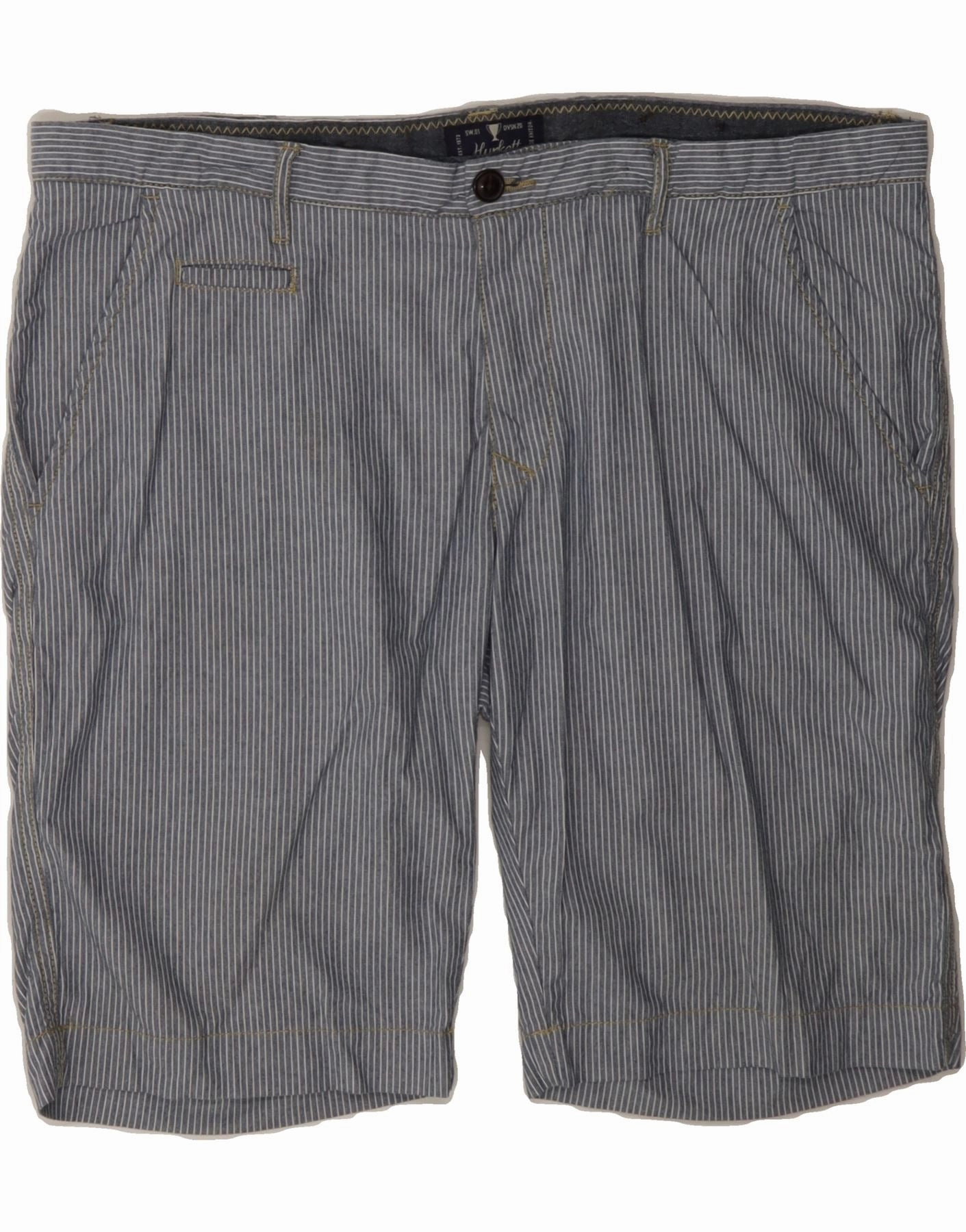 stretchy design VINTAGE Mens Casual Shorts IT 56 3XL W40 Navy Blue Pinstripe Cotton