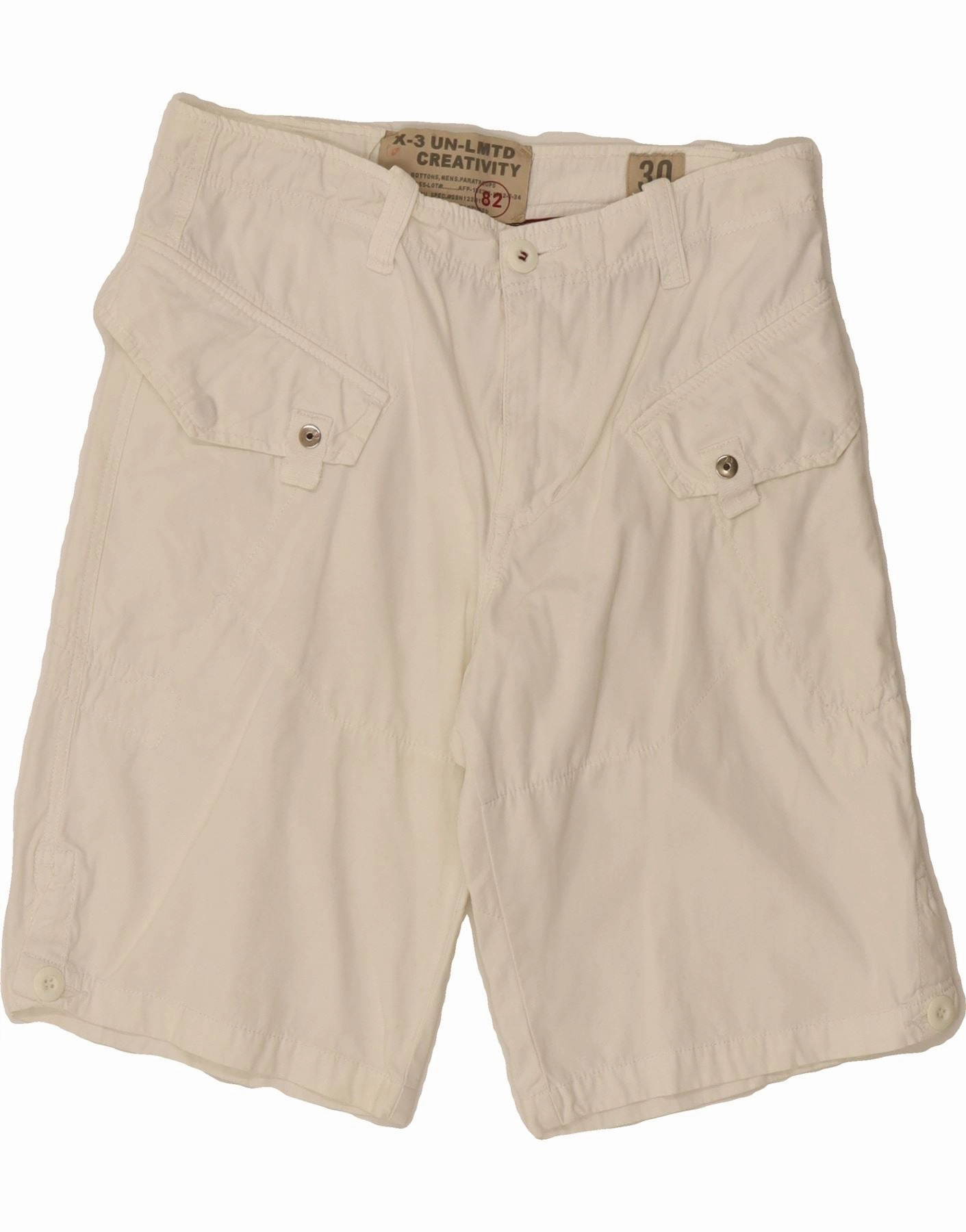 Anti Static Material All Purpose VINTAGE Mens Casual Shorts W30 Medium  White Cotton