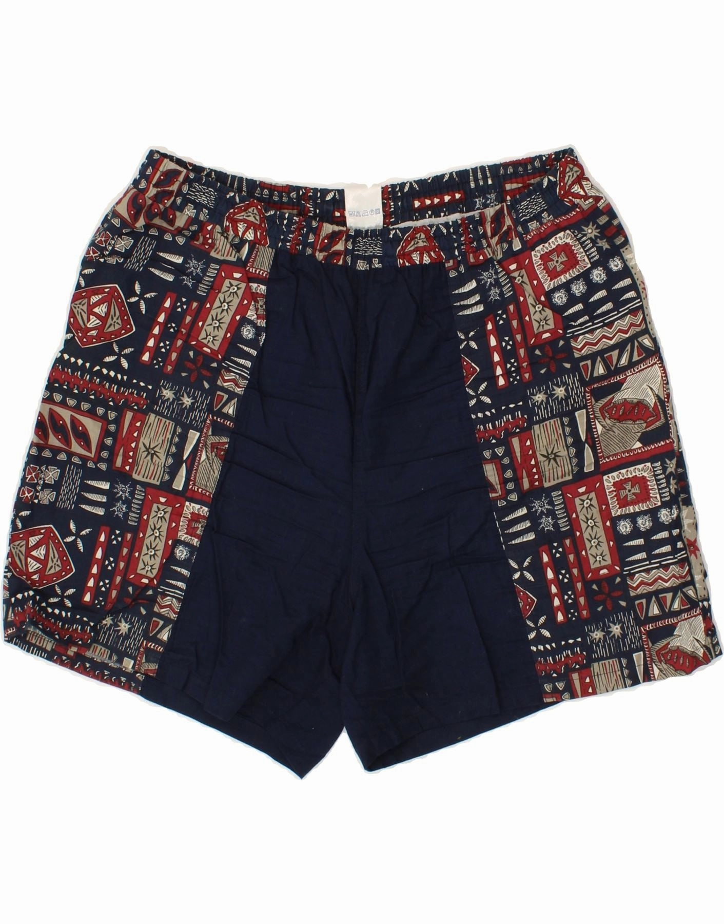 VINTAGE Mens Casual Shorts XL W38 Navy Blue Fair Isle Cotton Breezy Layer Light Stretch