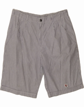 VINTAGE Mens Chino Shorts IT 50 Large W32  Blue Pinstripe Breathable mesh