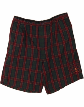 VINTAGE Mens Chino Shorts W34 Large  Green Check Flexible Design Quick Access Cargo Pockets