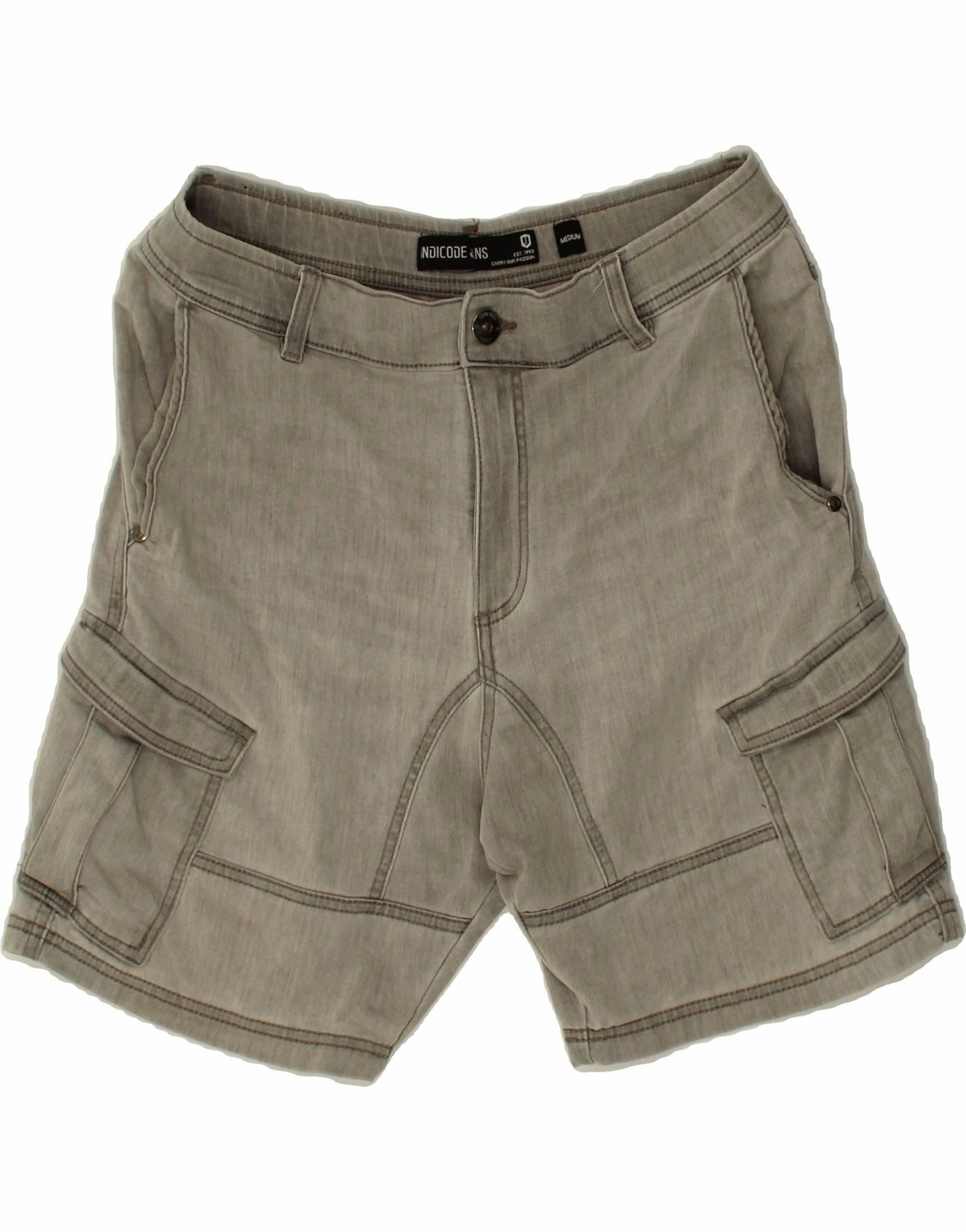 Slim Shape VINTAGE Mens Denim Shorts Medium W32  Grey Cotton