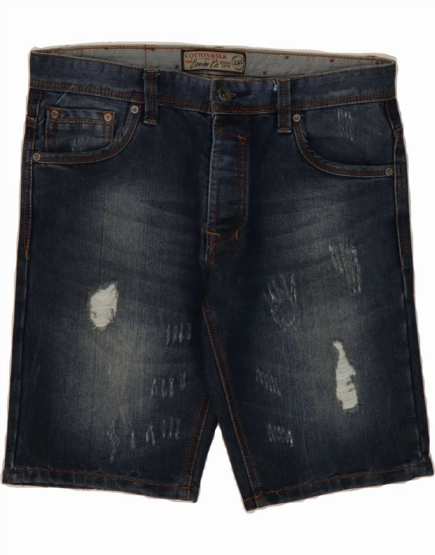 Travel Fit Reinforced Hemlines VINTAGE Mens Distressed Denim Shorts IT 48 Medium W34  Blue Cotton