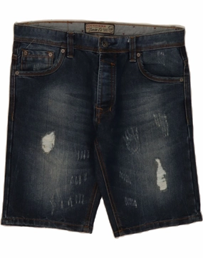Travel Fit Reinforced Hemlines VINTAGE Mens Distressed Denim Shorts IT 48 Medium W34  Blue Cotton