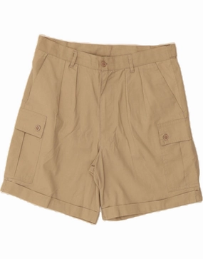 Non Slip Inner Grip handmade touch VINTAGE Mens Pegged Cargo Shorts IT 52 XL W34  Beige Cotton