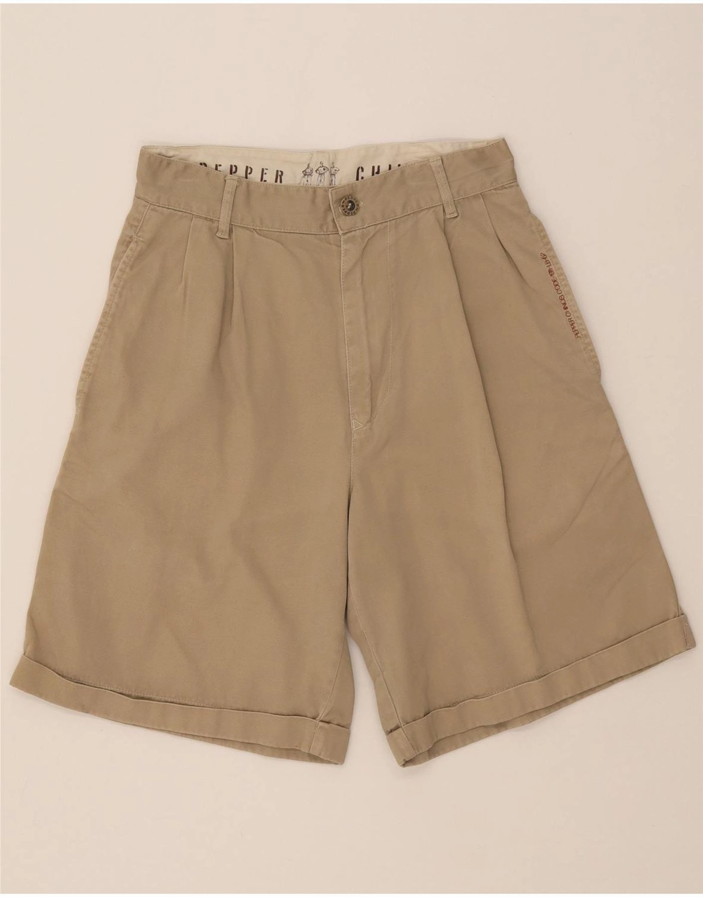 VINTAGE Mens Pegged Chino Shorts IT 44 XS W30  Beige Cotton Easy Fit Wear