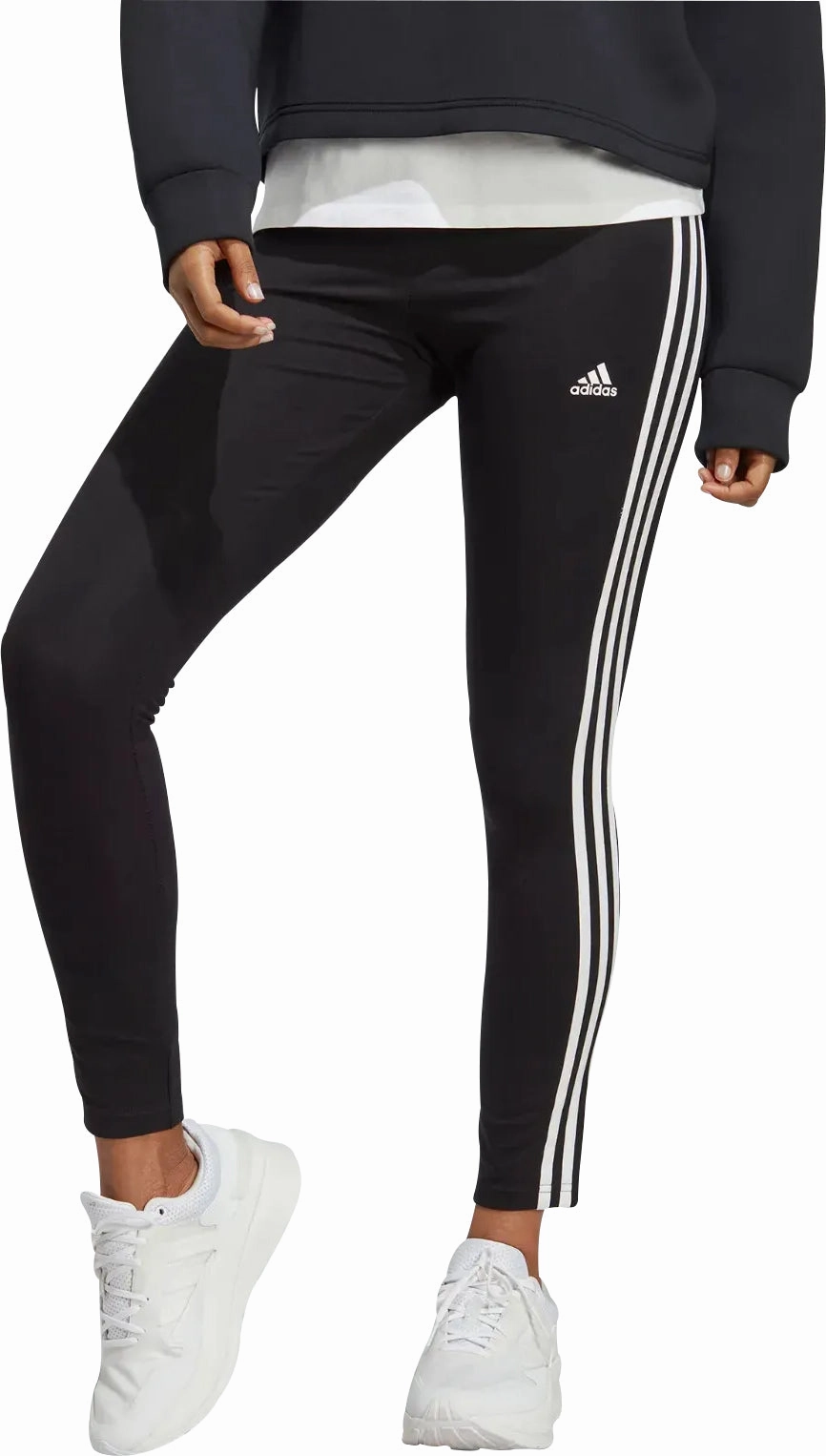 Postpartum Fit Slim Fit Durable Abrasion Resistant Fabric adidas Essentials 3 Stripes High Waisted Womens Long Tights - Black