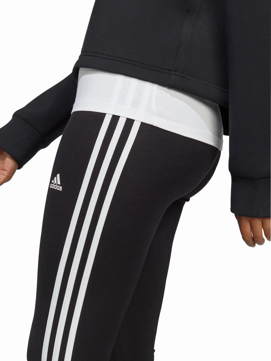 adidas Essentials 3 Stripes High Waisted Womens Long Tights - Black Wide waistband Stretch Feel