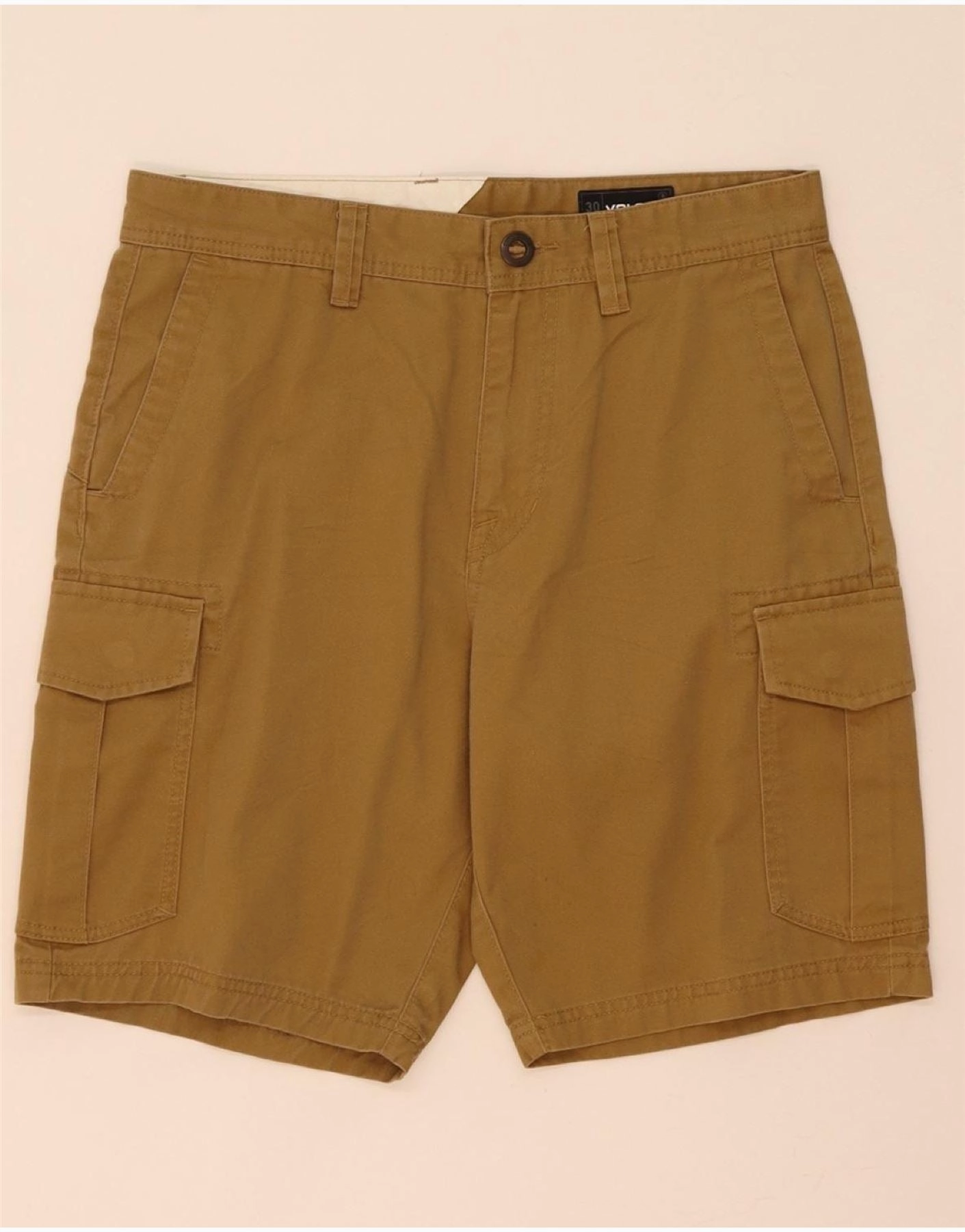 VOLCOM Mens Cargo Shorts W30 Medium  Brown Cotton Antibacterial Anti Slip Waist Grip
