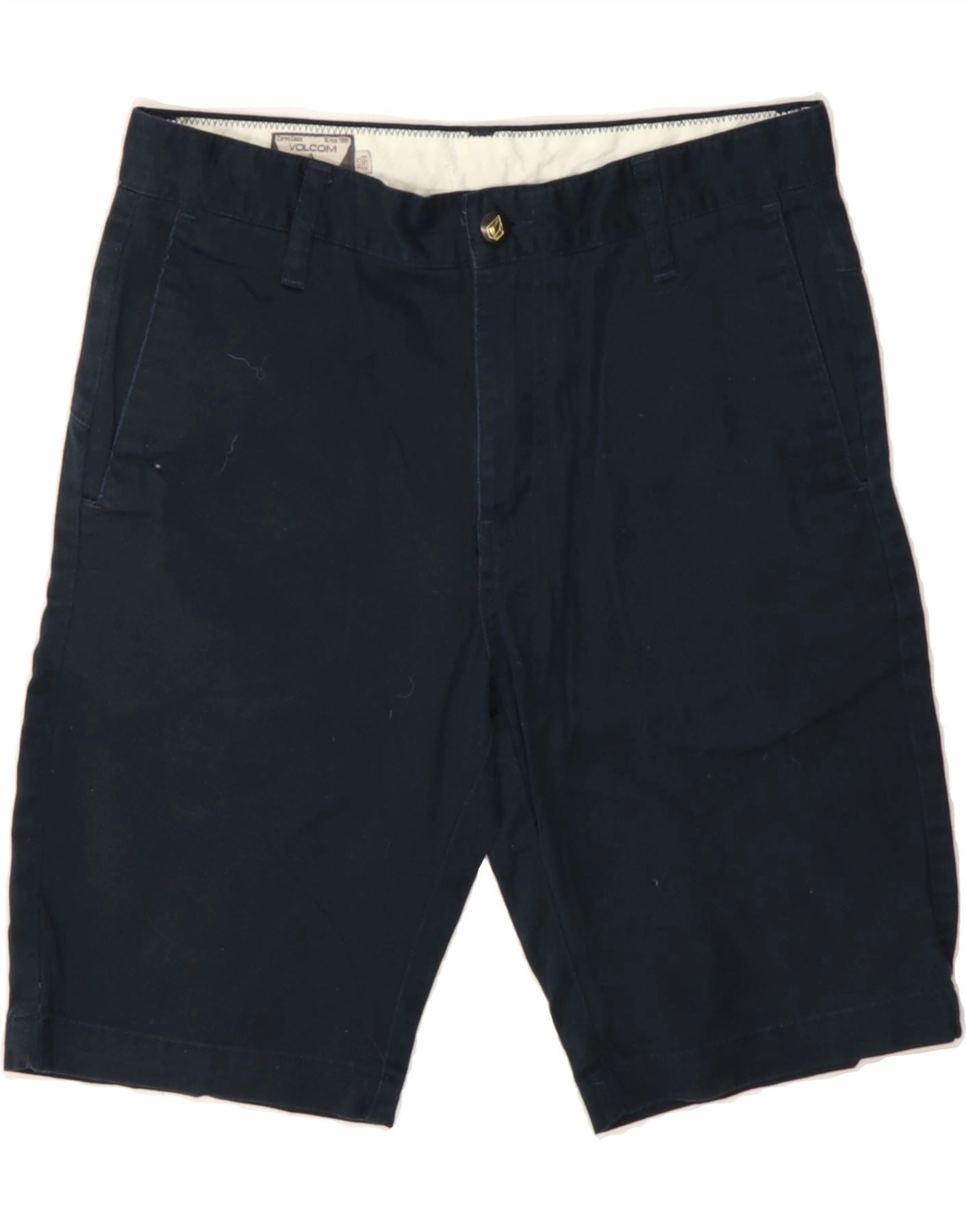 High-End Quality Printed design VOLCOM Mens Chino Shorts W28 Small Navy Blue Cotton