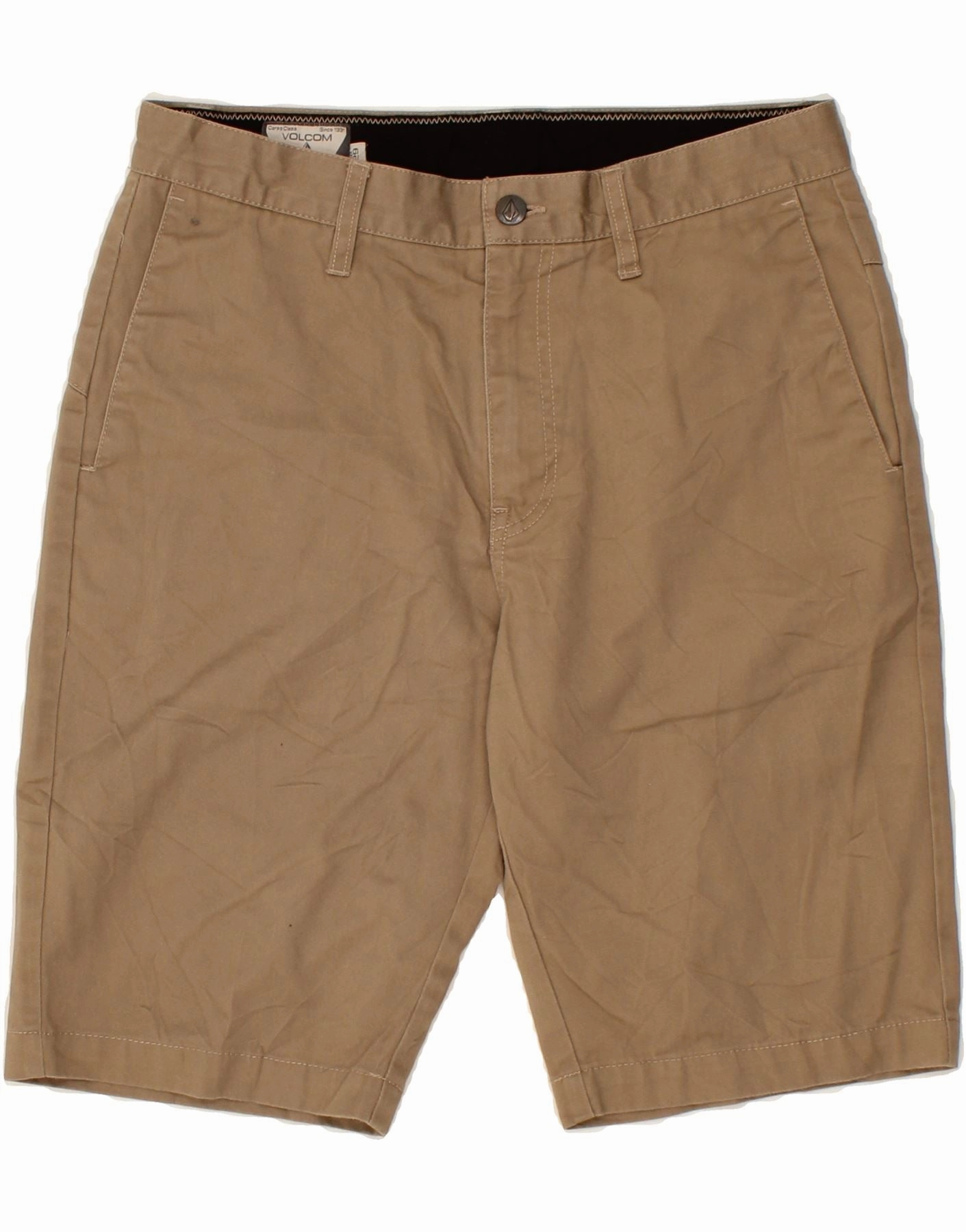 VOLCOM Mens Chino Shorts W29 Small Beige Cotton Non Cling Material RipstopMaterial