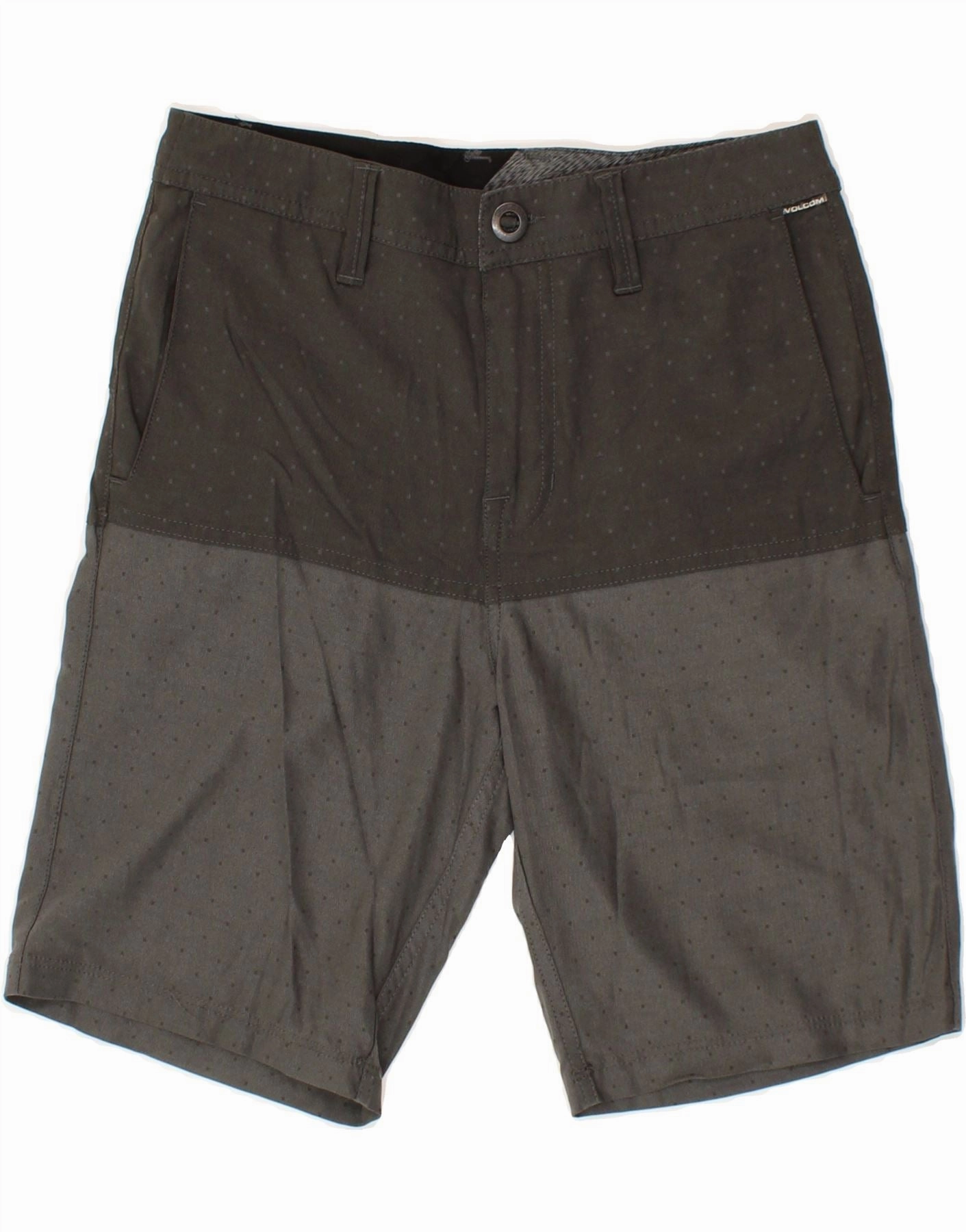 Comfortable Cut Punk style VOLCOM Mens Chino Shorts W29 Small  Grey Colourblock Cotton