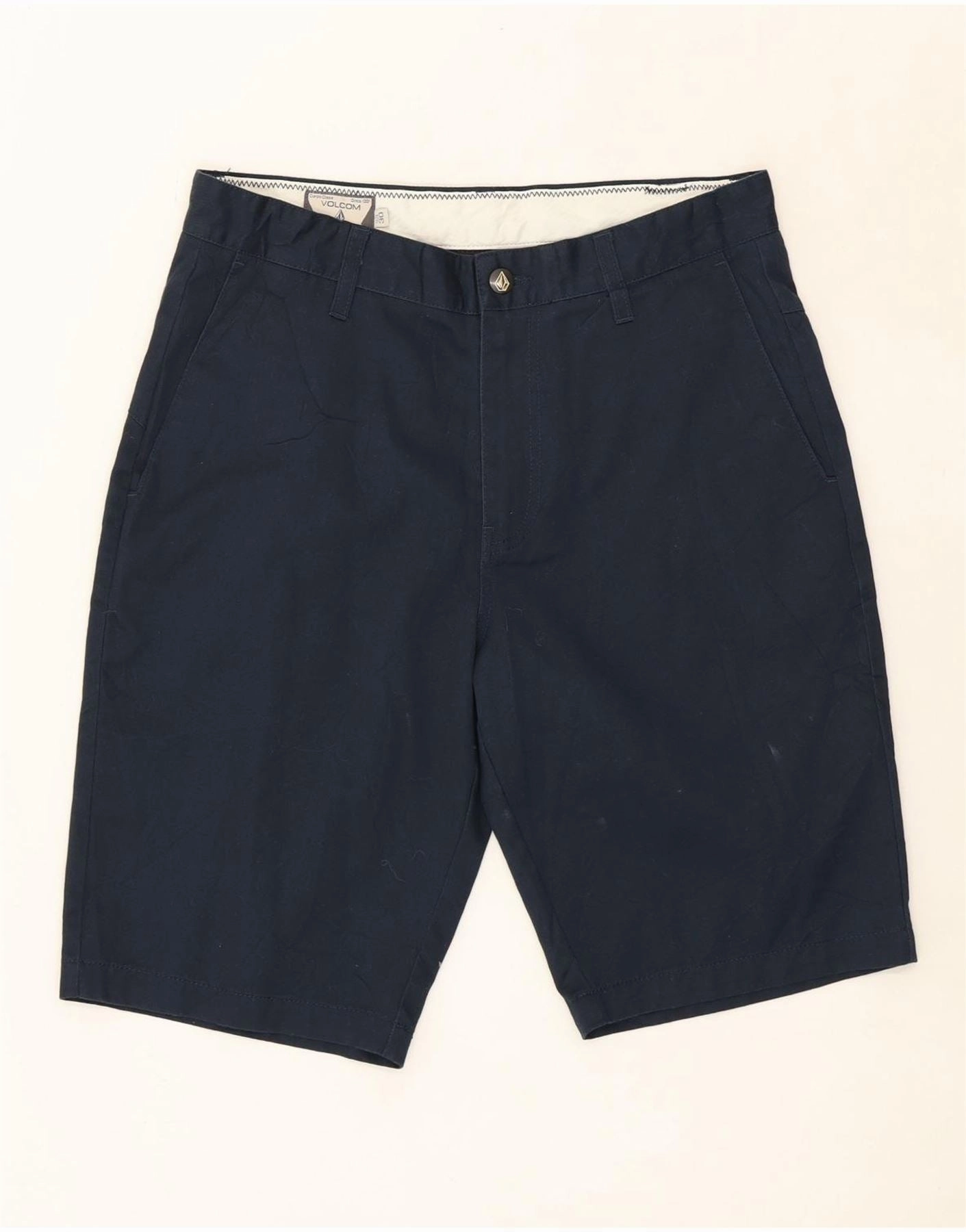 ElasticHem Belt loops VOLCOM Mens Chino Shorts W30 Medium  Navy Blue Cotton