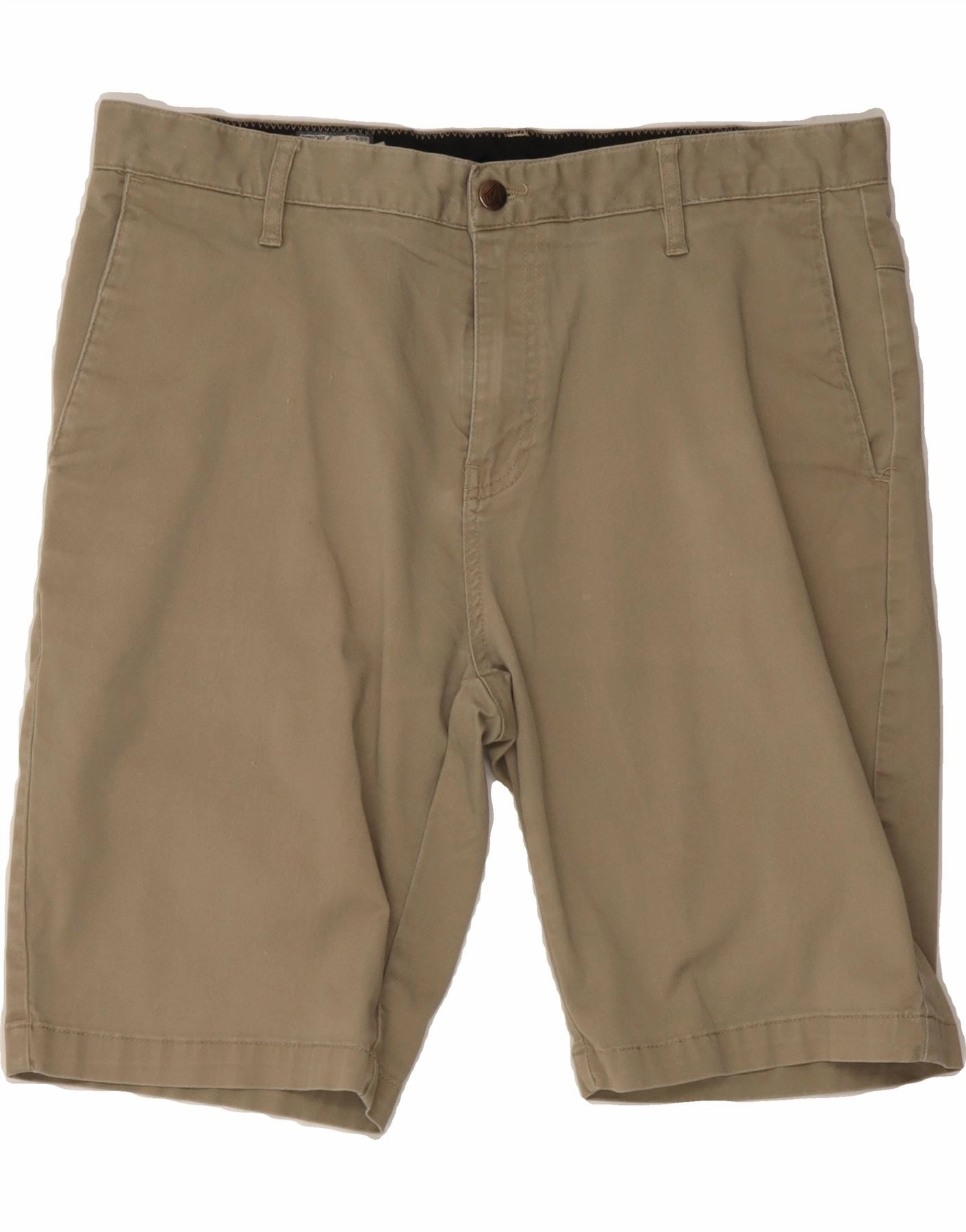 VOLCOM Mens Chino Shorts W34 Large Beige Basic Stretch education industry