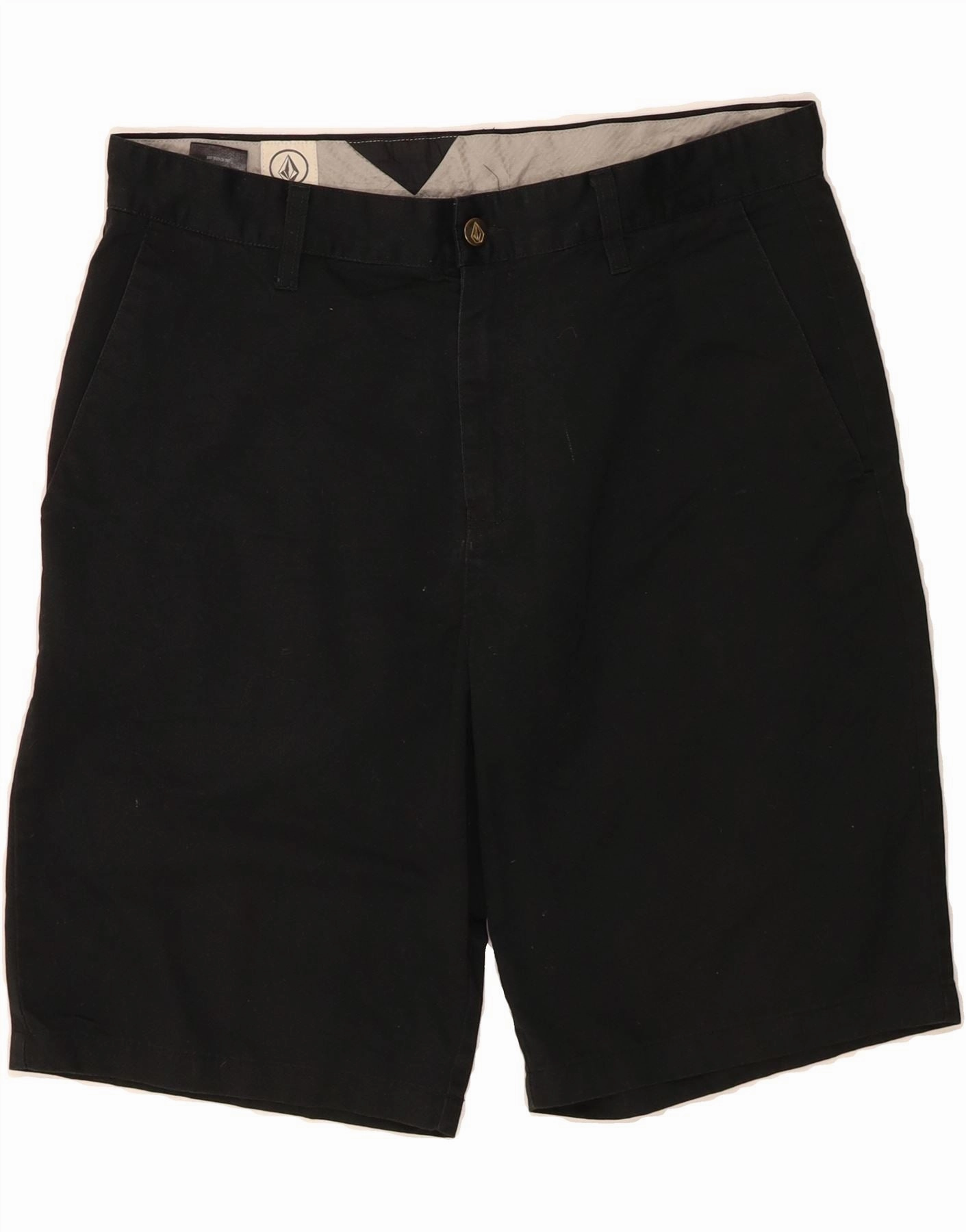 VOLCOM Mens Chino Shorts W34 Large Black Cotton Soft Feel