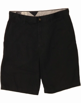 VOLCOM Mens Chino Shorts W34 Large Black Cotton Soft Feel