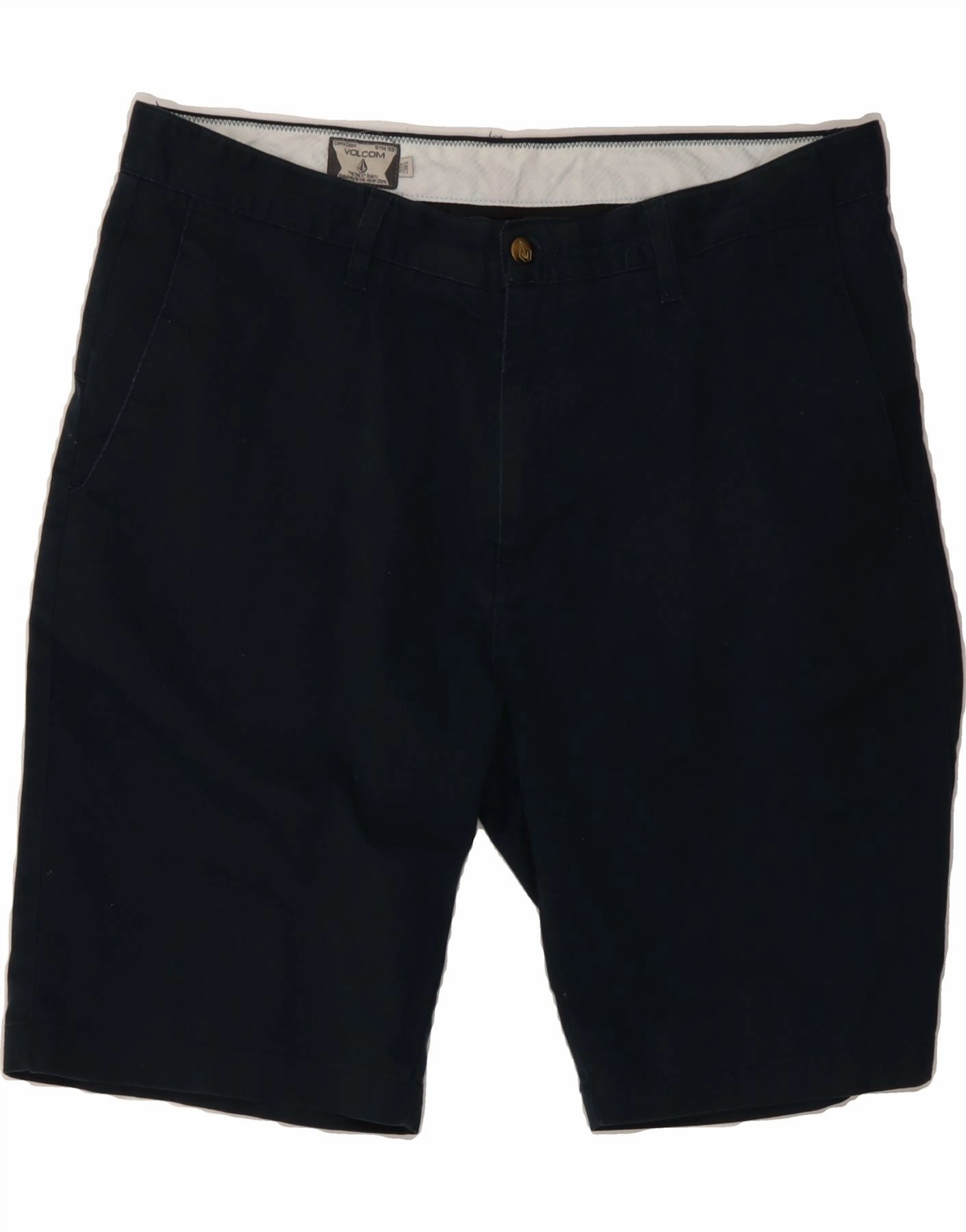 VOLCOM Mens Chino Shorts W36 Large Navy Blue Cotton Mood Match Breathable Performance