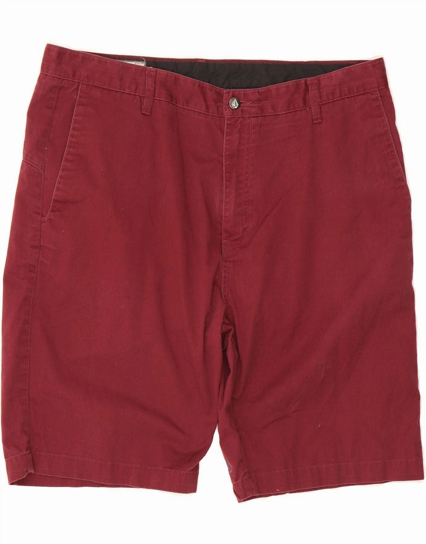 VOLCOM Mens Chino Shorts W38 XL Maroon Sleek Waistband Wide-leg cut