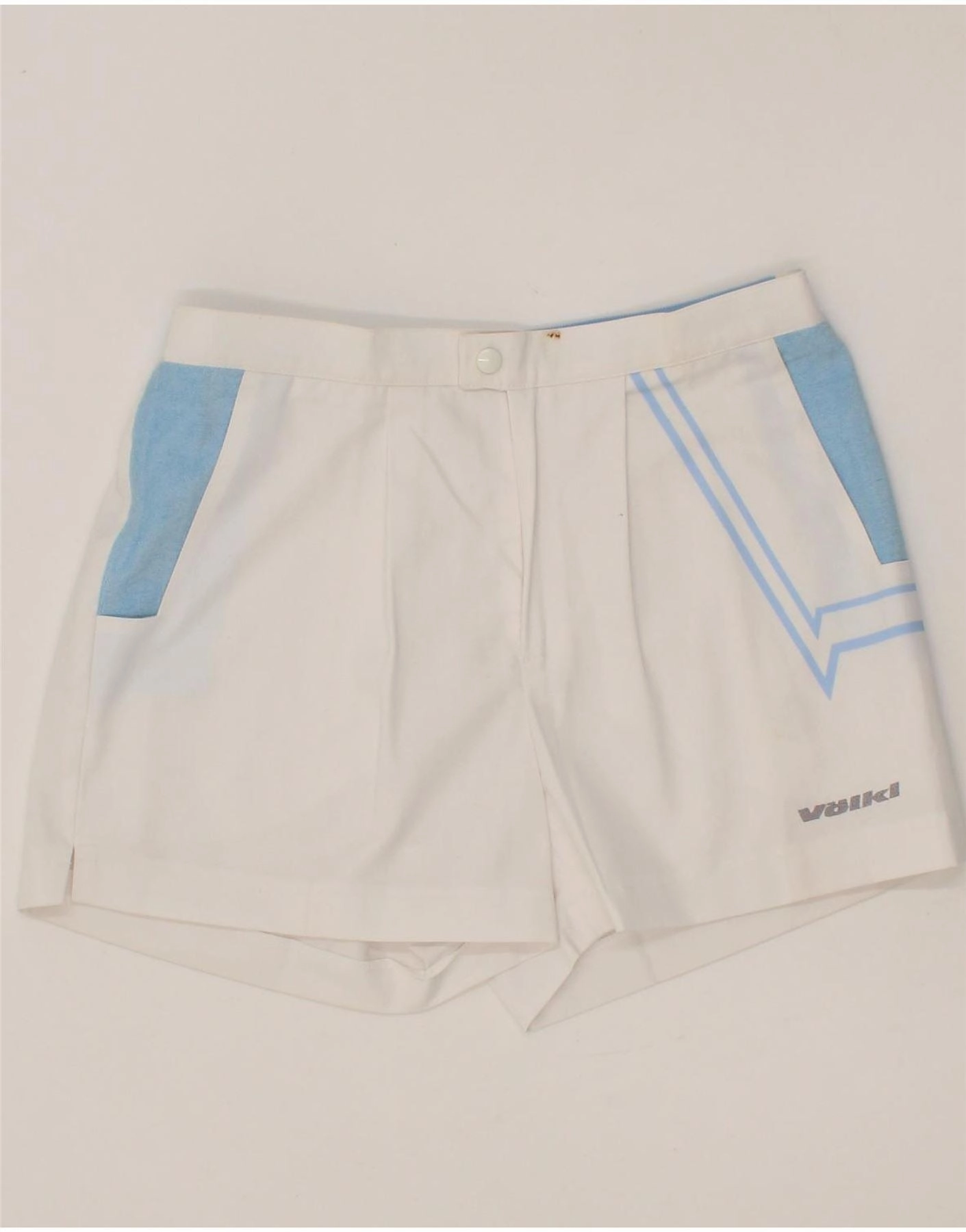VOLKL Mens Chino Shorts IT 48 Medium W30 White Colourblock Polyester Sleepwear