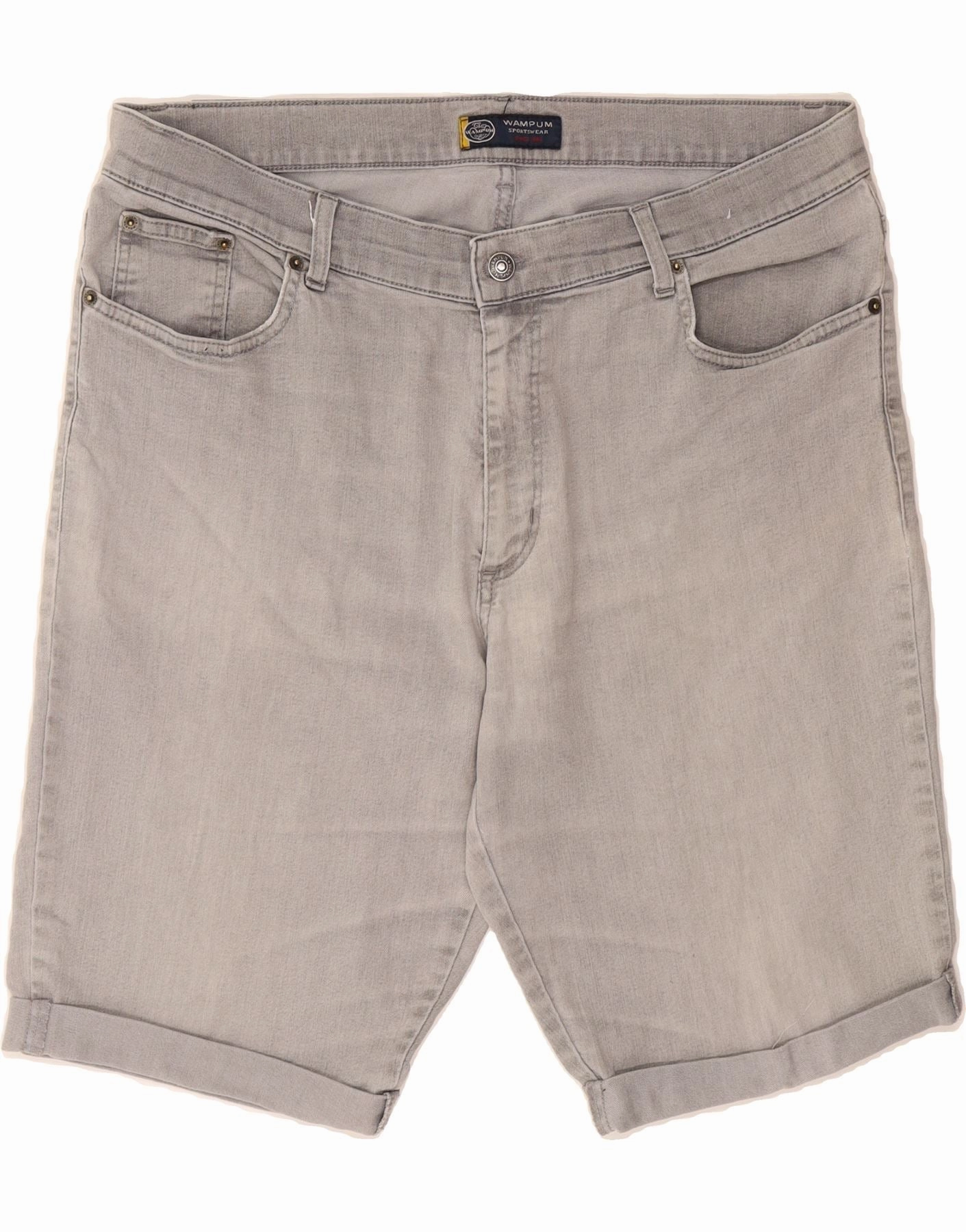 Mid - rise WAMPUM Mens Denim Shorts IT 56 3XL W38  Grey Cotton