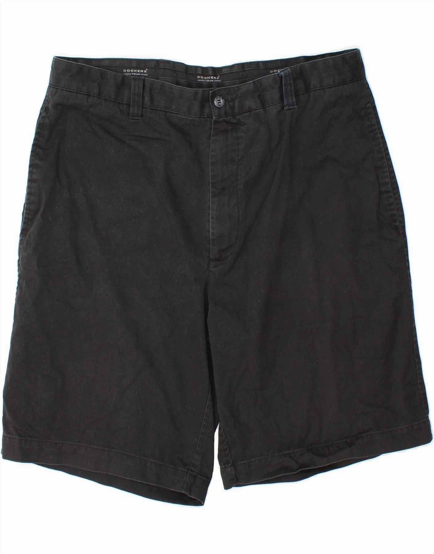 DOCKERS Mens Chino Shorts W36 Large Black Cotton light feel Warm Vibe
