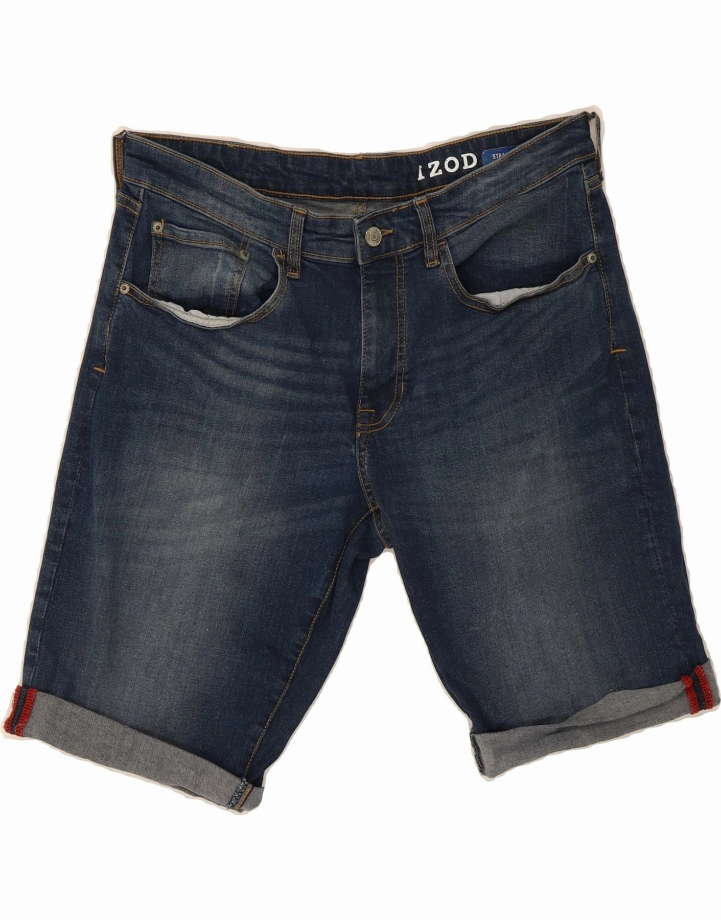 IZOD Mens Straight Fit Denim Shorts W34 Large  Blue Cotton Outdoor Wear