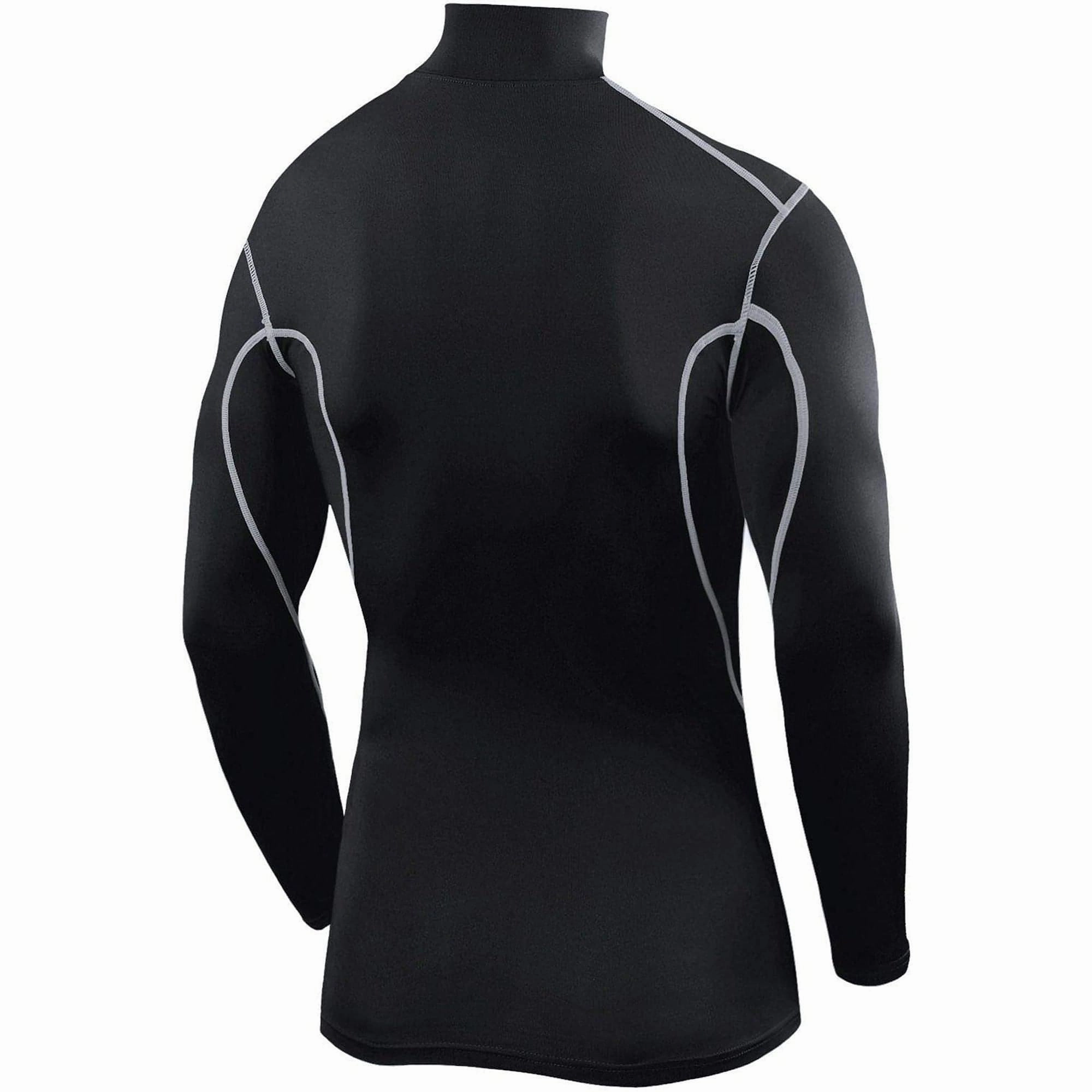 TCA Pro Performance Long Sleeve Mock Junior Compression Top - Black AdjustableDrawcordDesign Sporty Layers