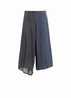 Seam-Free MoistureWickingFabric WASHER STRIPE ASYMMETRIC WAIST STRING PANTS