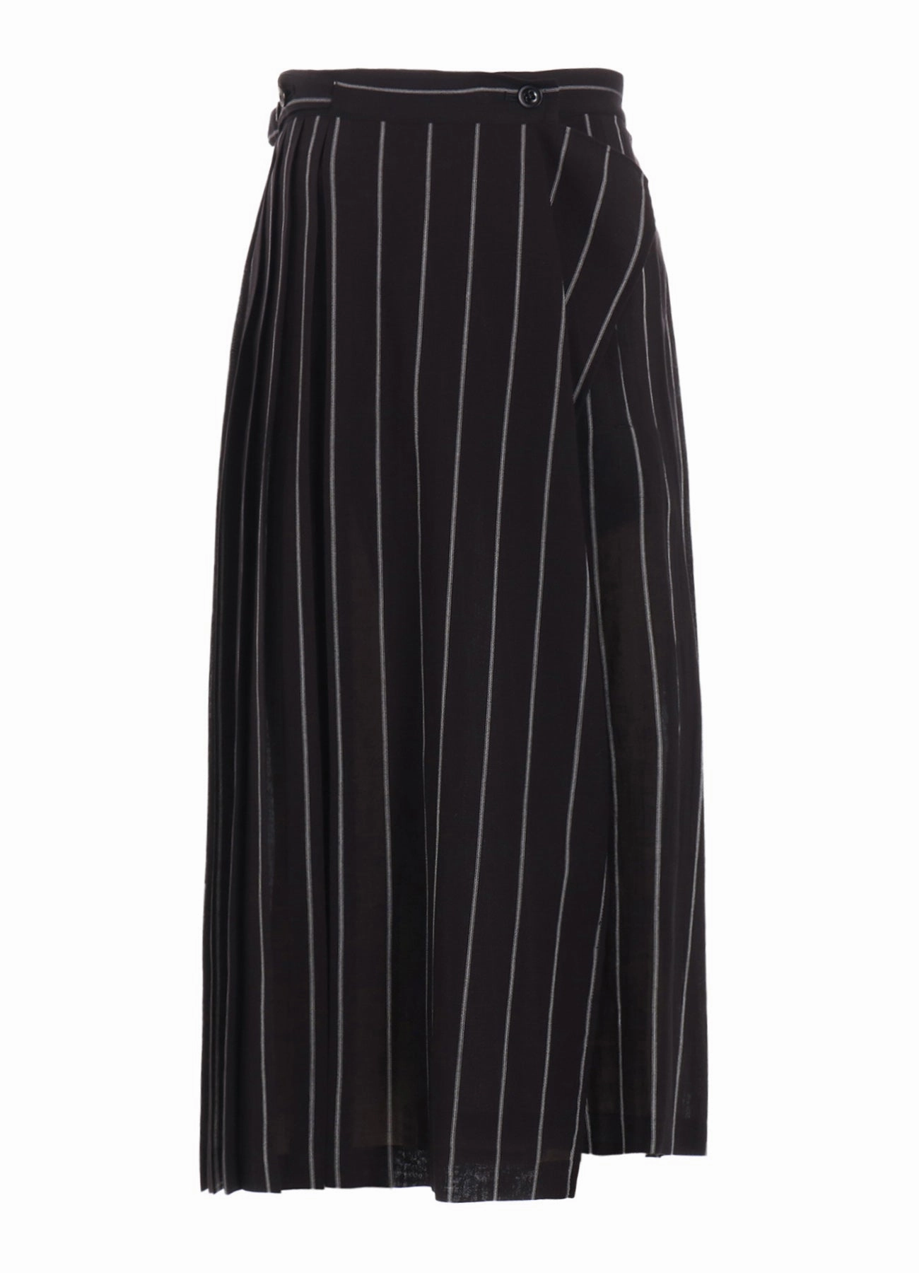 Flexible Material WASHER STRIPE PLEATED WRAP SKIRT
