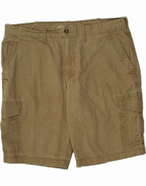 EDDIE BAUER Mens Cargo Shorts W42 2XL Beige Cotton Cargo Pockets Abrasion Resistant Edges