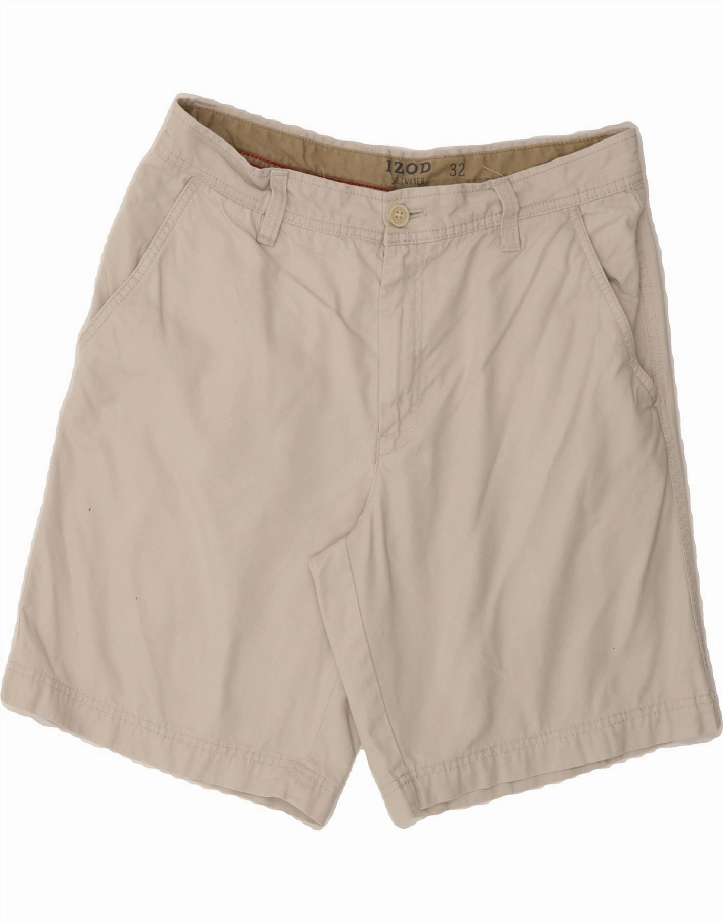 IZOD Mens Salt Water Chino Shorts W32 Medium  Beige Cotton Breeze Friendly