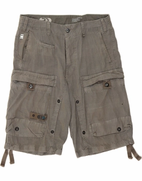 Sporty Chic Contoured Cuff Design G-STAR Mens 3301 Graphic Cargo Shorts W31 Medium  Grey Check Cotton