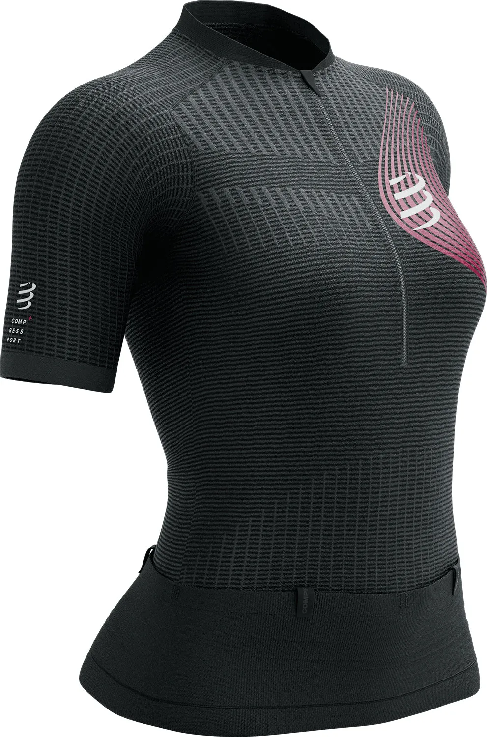 Heavyweight Weave Compressport Trail Postural Half Zip Short Sleeve Womens Running Top - Black