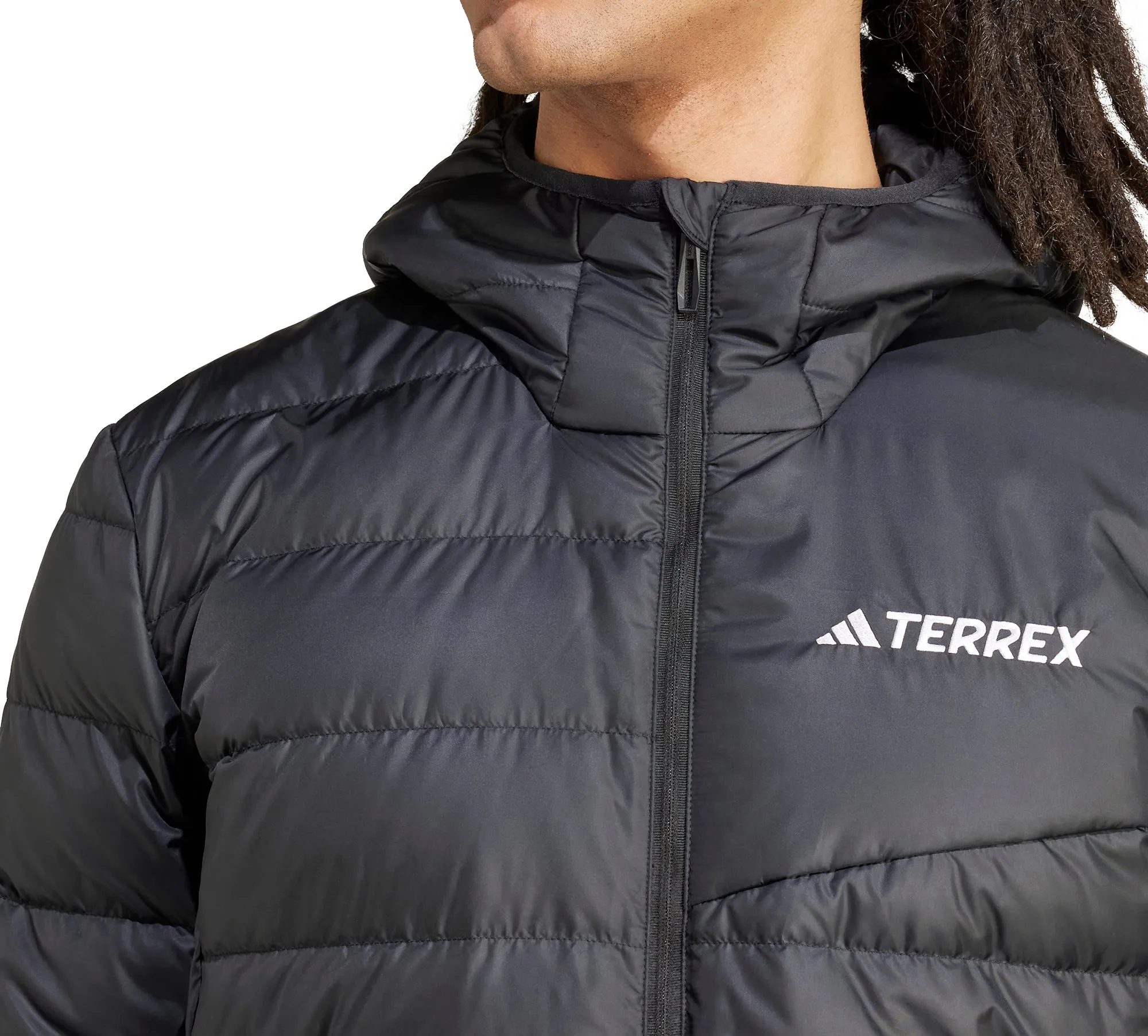 adidas Terrex Multi Light Hooded Mens Down Jacket - Black Wind Control Double Layer Design