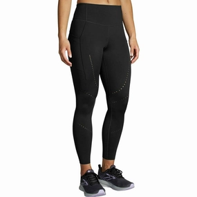 Travel Ready Fade Resistant Airport Travel Brooks Method Womens 7/8 Running Tights - Black