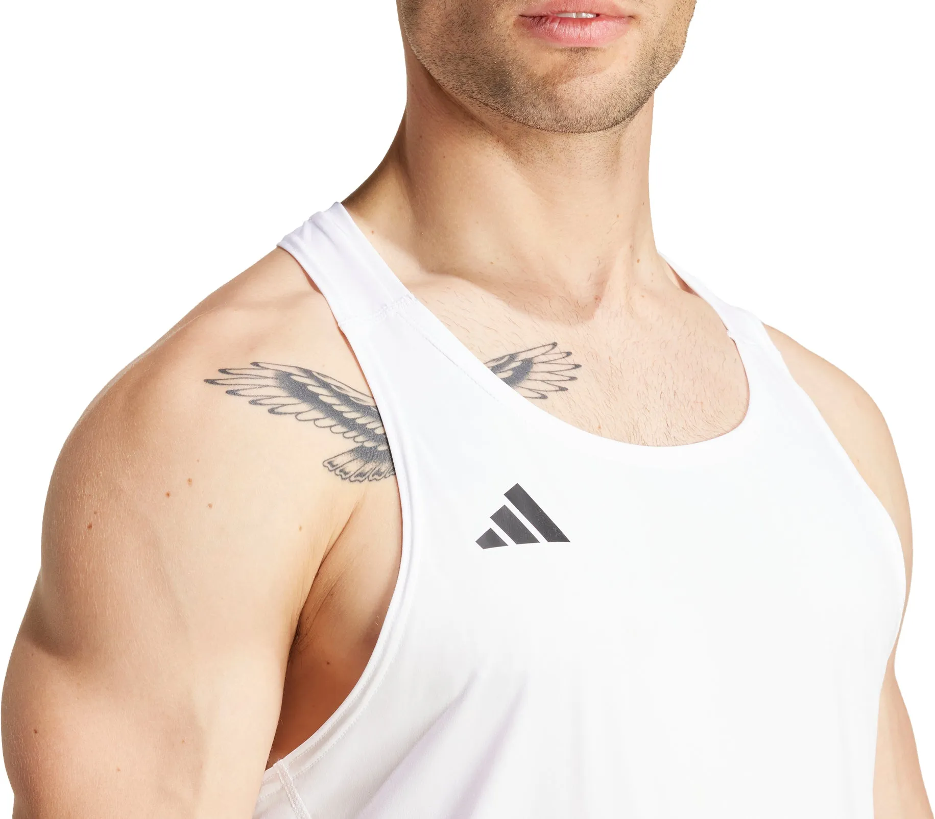 adidas Adizero Essentials Mens Running Vest - White Compression Fit