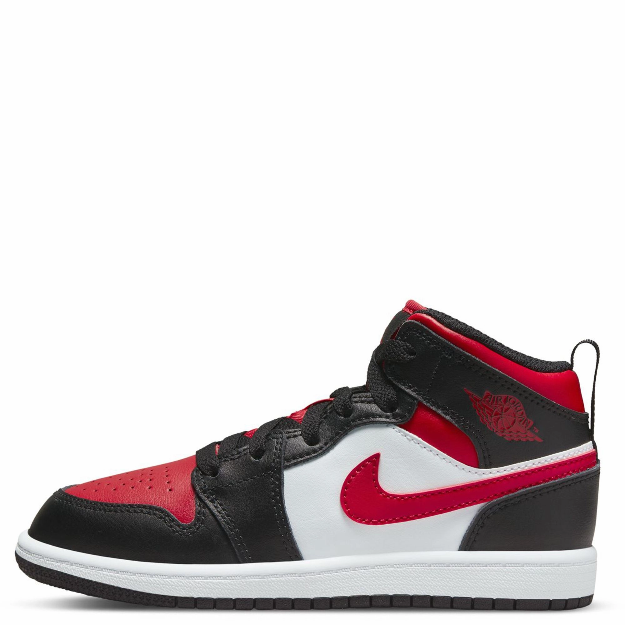 Nike Kid's Jordan 1 Mid Shoes - Black / Fire Red / White Dynamic response