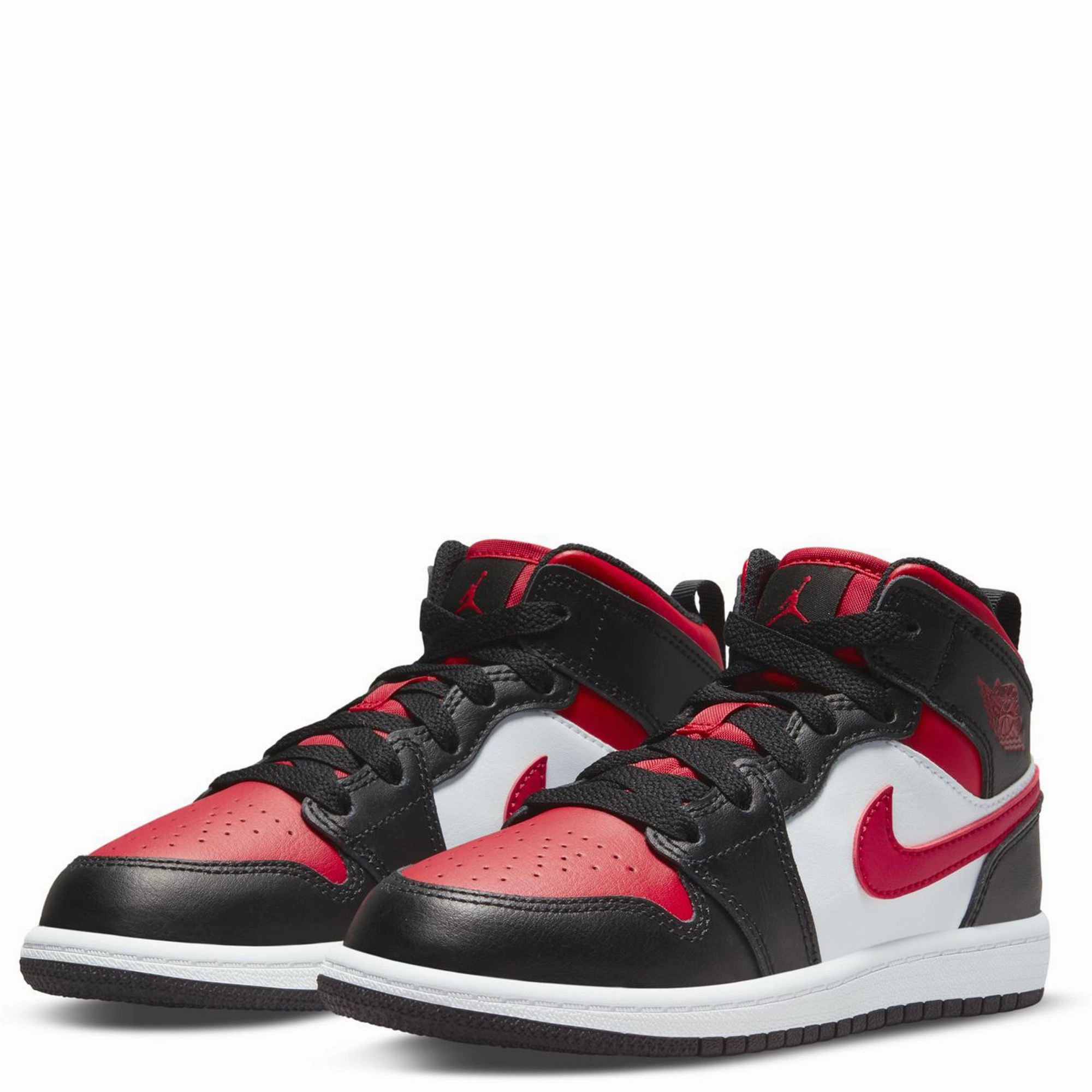 Responsive ride Light   Weight Design Nike Kid's Jordan 1 Mid Shoes - Black / Fire Red / White