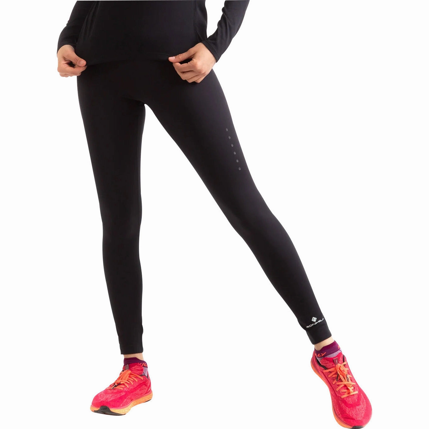 Ronhill Core Womens Long Running Tights - Black High Waist Comfort Seeker City Walk Lightweight Material