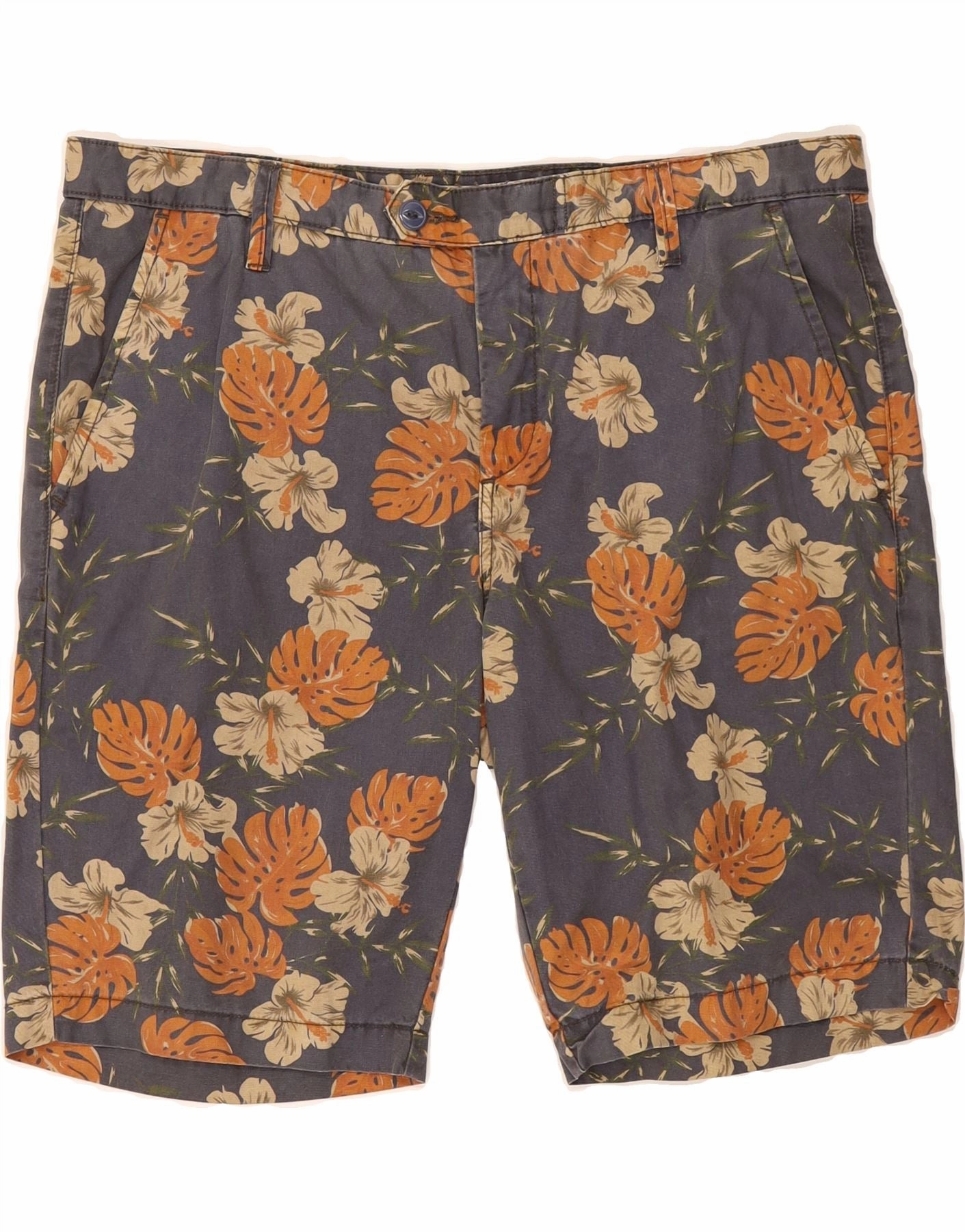 neon colors Chill Ready BENETTON Mens Chino Shorts IT 52 XL W40 Grey Floral Cotton