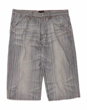 ENERGIE Mens Bermuda Shorts W36 L19 Blue Pinstripe Cotton Easy Adjust Drawcord souvenir choice