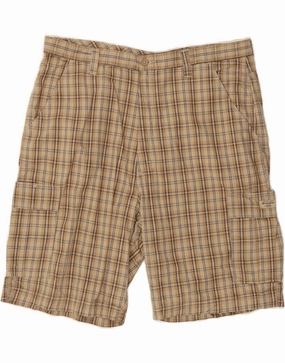 WRANGLER Mens Cargo Shorts W40 XL  Beige Check Cotton Eco Conscious Packaging