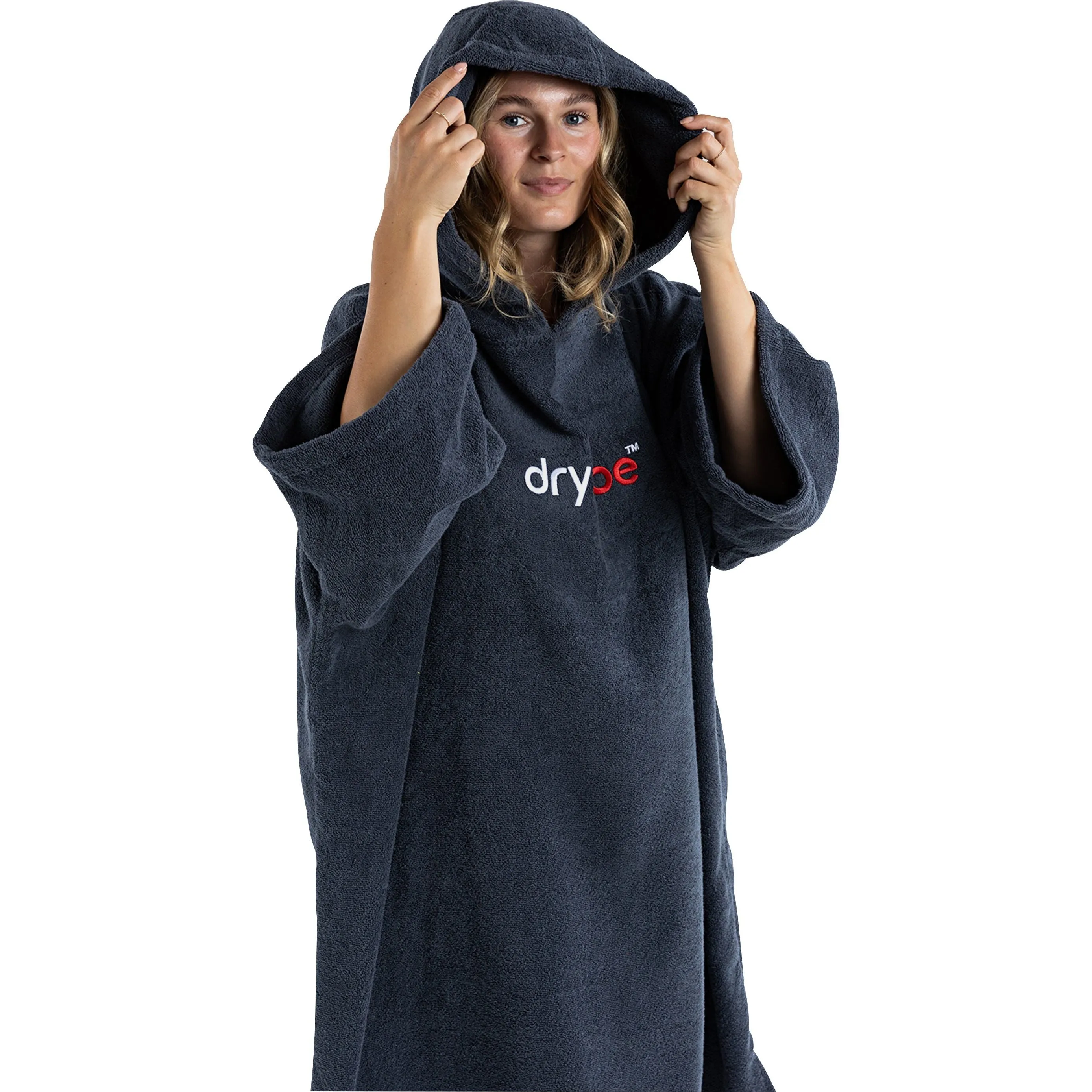 Dryrobe Organic Towel Changing Robe - Navy Waffle Knit Texture