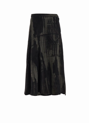WOOL FLANNEL LOGO SCRIBBLE PT ASYMMETRIC FLARE SKIRT Soft Texture